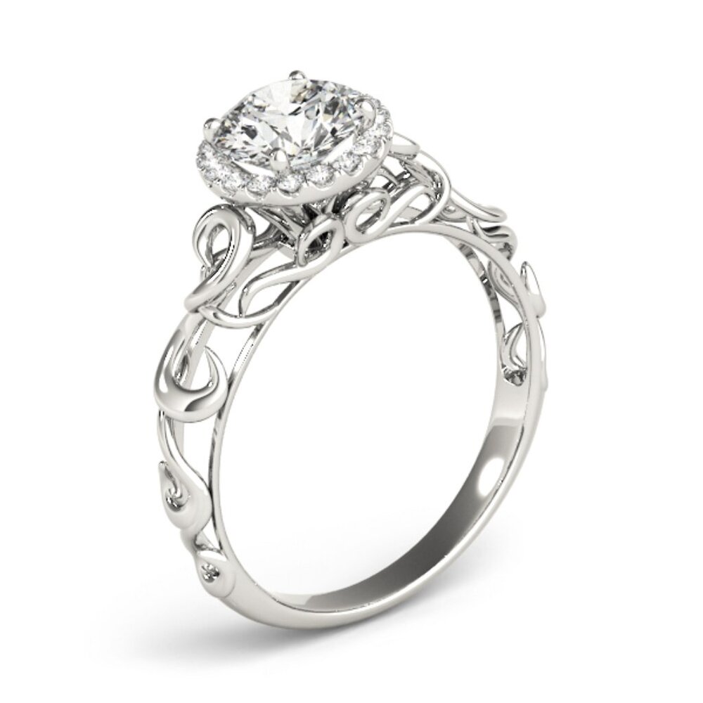 0.30 Ct Halo Diamond FG/VVS1 Engagement Wedding Ring In 10K White Gold Jewelry
